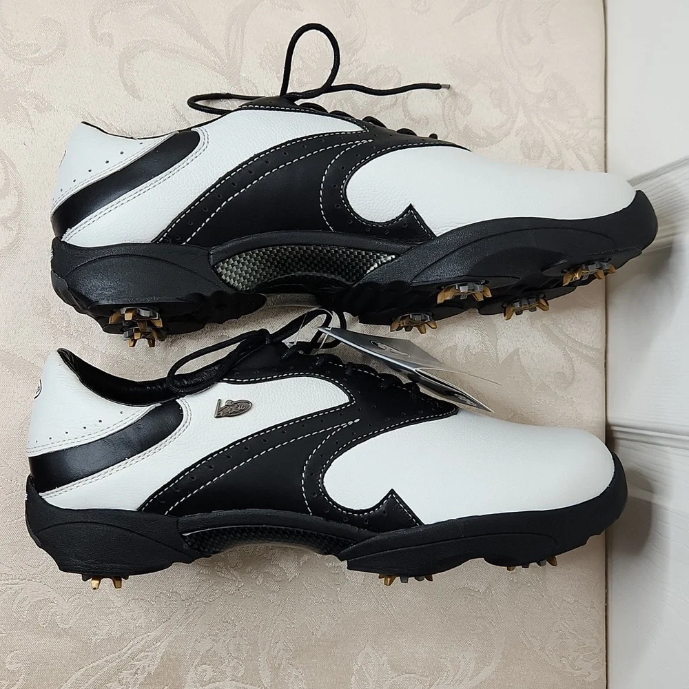 Mens Crocs Bite leather golf shoes soft cleat black white size 12 style 2207A - Picture 5 of 8